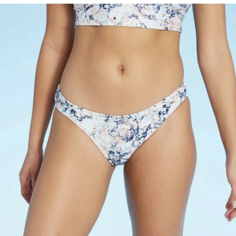 Blue and White Bikini Bottom Size Large